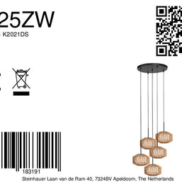 5-lichts hanglamp Ropex 4525ZW - speelse touwlamp voor vide