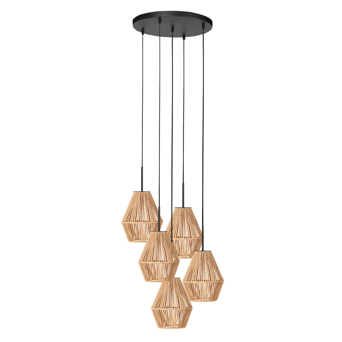 5-lichts hanglamp Ropex 4526ZW – speelse touwlamp voor vide