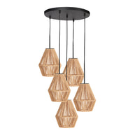 5-lichts hanglamp Ropex 4526ZW – speelse touwlamp voor vide