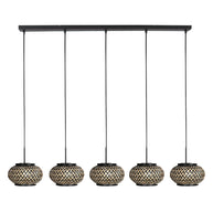 Nox Light 4528ZW – hanglamp met 5 bamboe kapjes