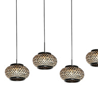 Nox Light 4528ZW – hanglamp met 5 bamboe kapjes