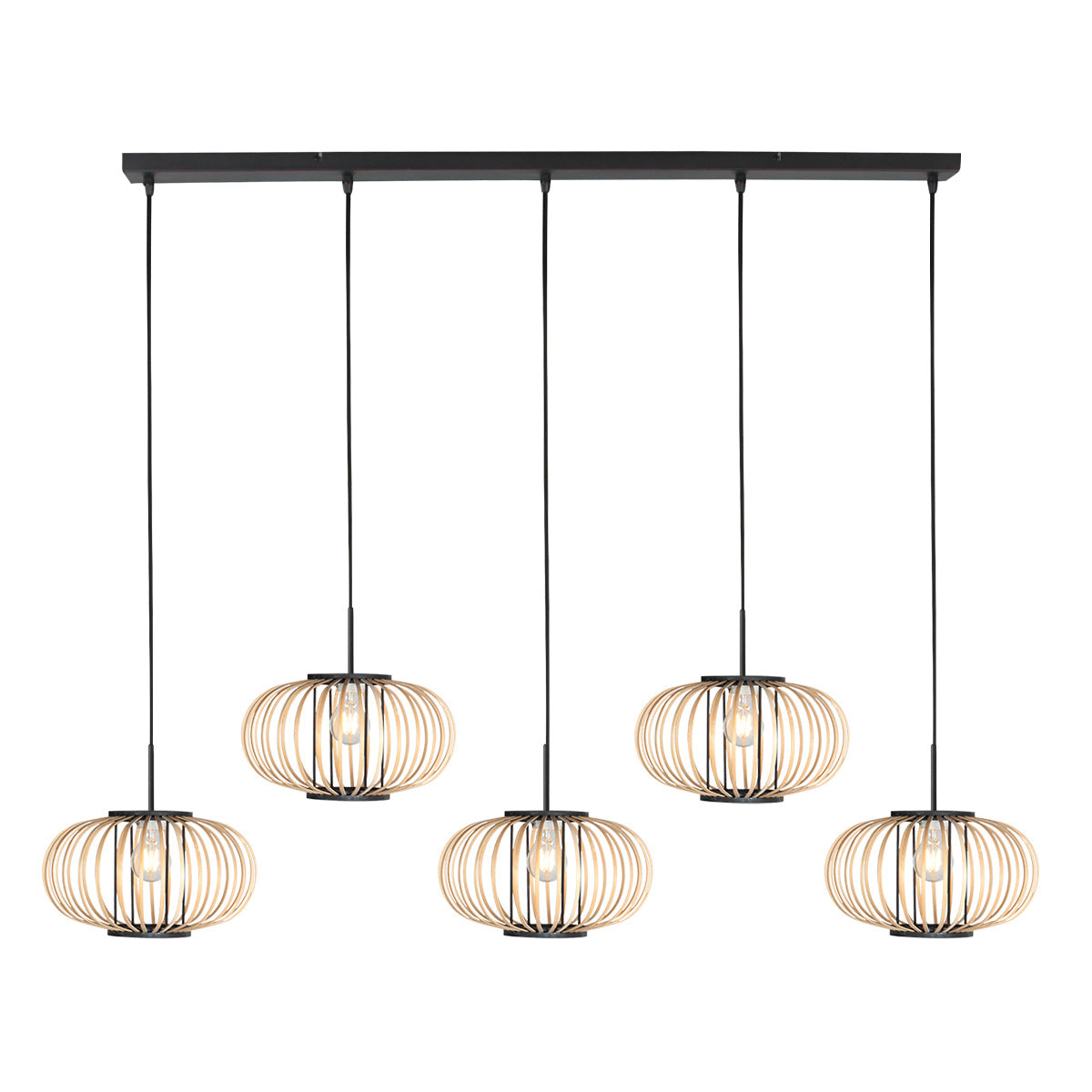 Hanglamp Silva 4529ZW – 5-lichts bamboelamp voor eettafel