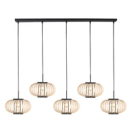 Hanglamp Silva 4529ZW – 5-lichts bamboelamp voor eettafel