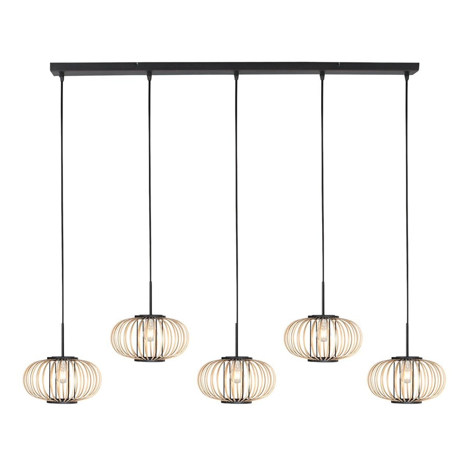 Hanglamp Silva 4529ZW – 5-lichts bamboelamp voor eettafel