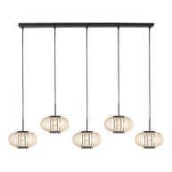 Hanglamp Silva 4529ZW – 5-lichts bamboelamp voor eettafel