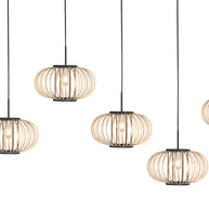 Hanglamp Silva 4529ZW – 5-lichts bamboelamp voor eettafel
