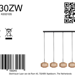 Hanglamp Ropex 4530ZW – 5-lichts touwlamp voor sfeervol licht