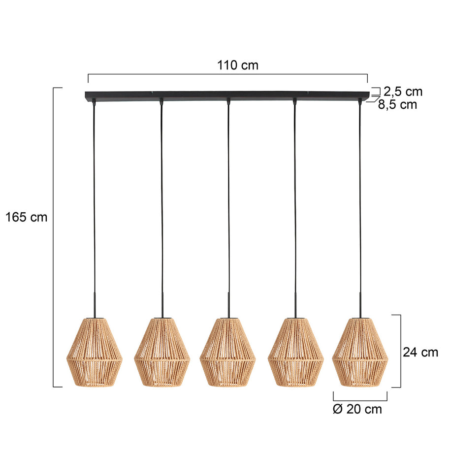 Hanglamp Ropex 4531ZW – 5-lichts touwlamp voor sfeervol wonen