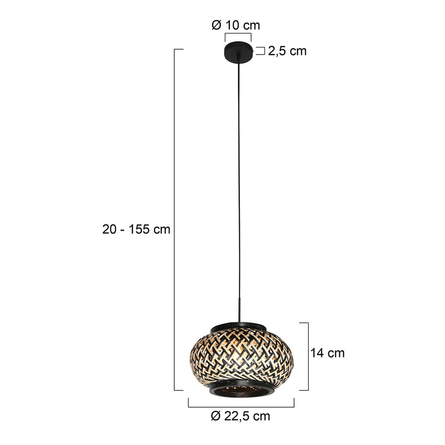 Nox Light 4538ZW – compacte hanglamp met bamboe kap