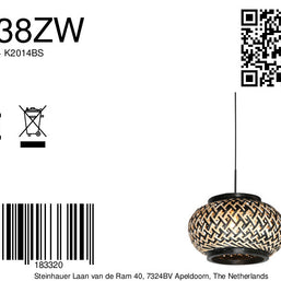Nox Light 4538ZW – compacte hanglamp met bamboe kap
