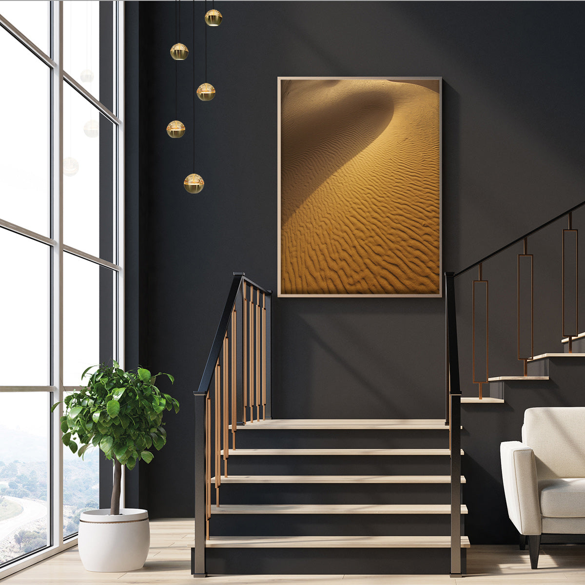 Belluno 4585ME – Luxe hanglamp in messing met 5 lichtpunten