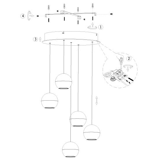 Belluno 4585ME – Luxe hanglamp in messing met 5 lichtpunten