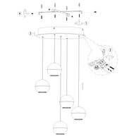 Belluno 4585ME – Luxe hanglamp in messing met 5 lichtpunten