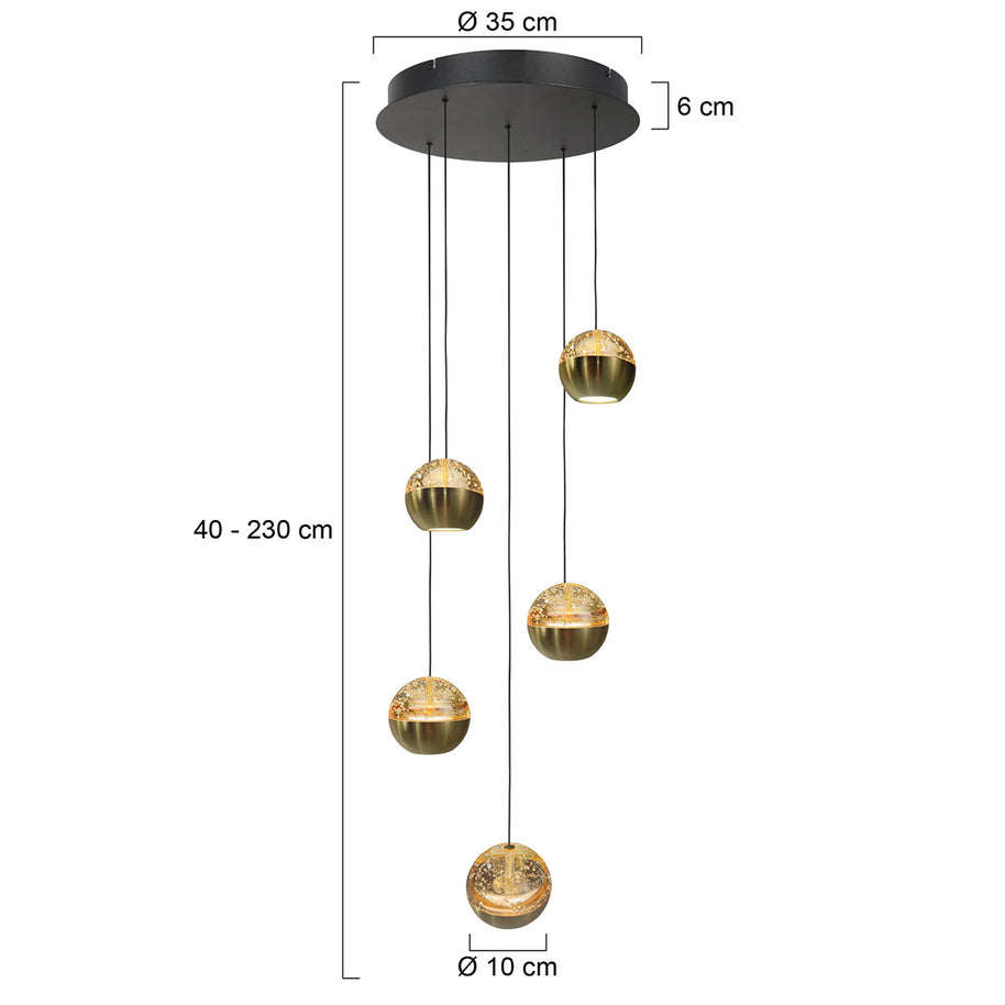 Belluno 4585ME – Luxe hanglamp in messing met 5 lichtpunten