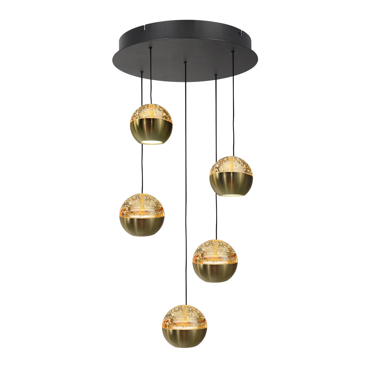 Belluno 4585ME – Luxe hanglamp in messing met 5 lichtpunten