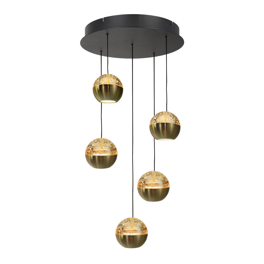 Belluno 4585ME – Luxe hanglamp in messing met 5 lichtpunten