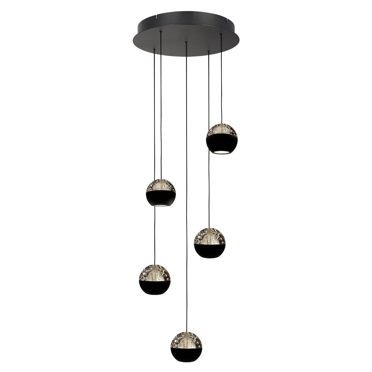 Belluno 4585ZW – 5-lichts ronde hanglamp met kabellift