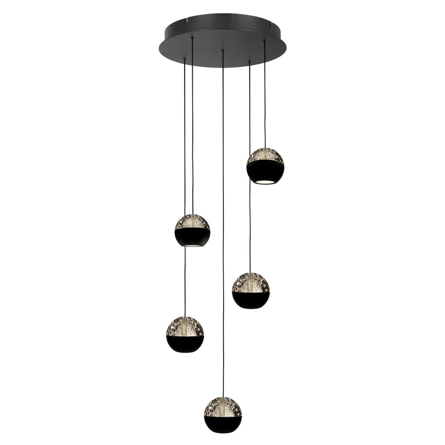Belluno 4585ZW – 5-lichts ronde hanglamp met kabellift