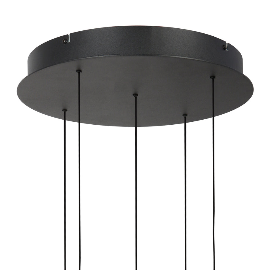 Belluno 4585ZW – 5-lichts ronde hanglamp met kabellift