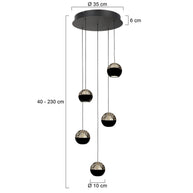 Belluno 4585ZW – 5-lichts ronde hanglamp met kabellift