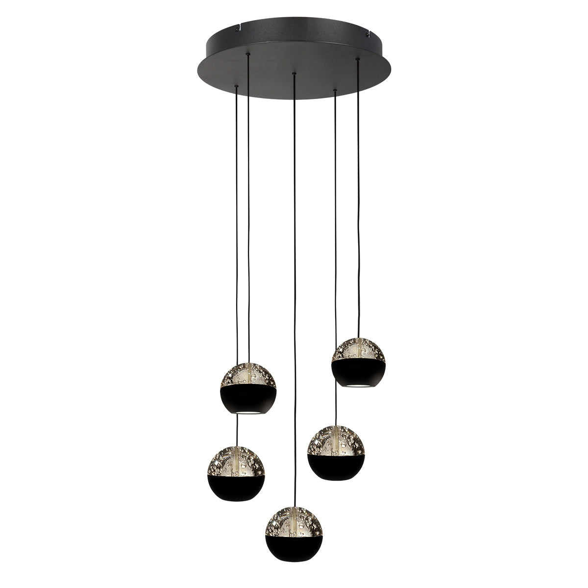 Belluno 4585ZW – 5-lichts ronde hanglamp met kabellift