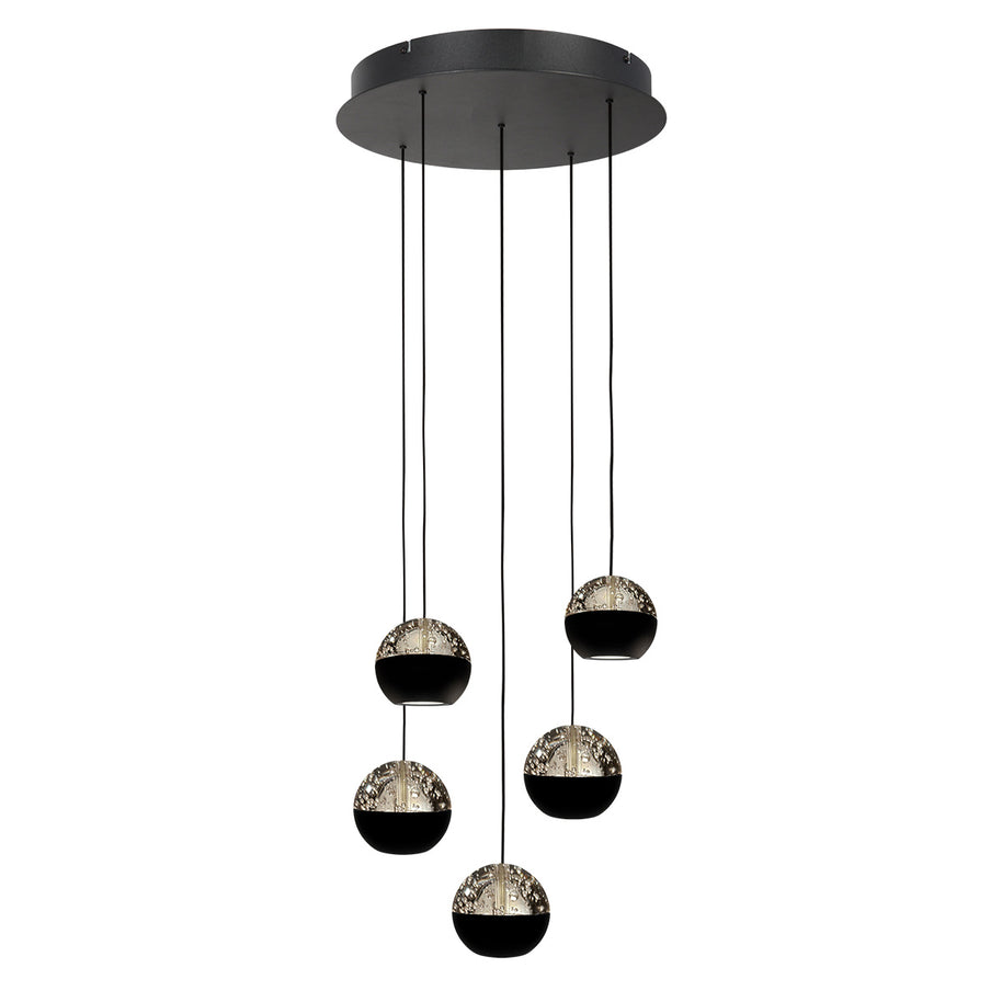 Belluno 4585ZW – 5-lichts ronde hanglamp met kabellift