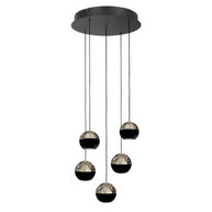 Belluno 4585ZW – 5-lichts ronde hanglamp met kabellift
