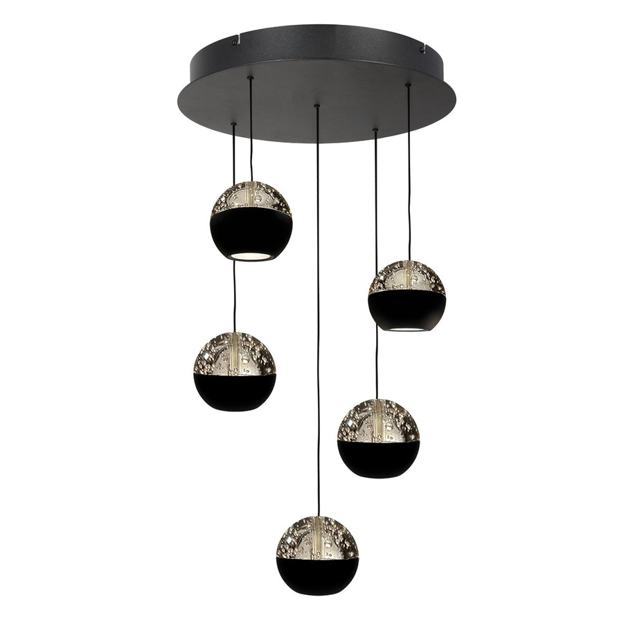 Belluno 4585ZW – 5-lichts ronde hanglamp met kabellift