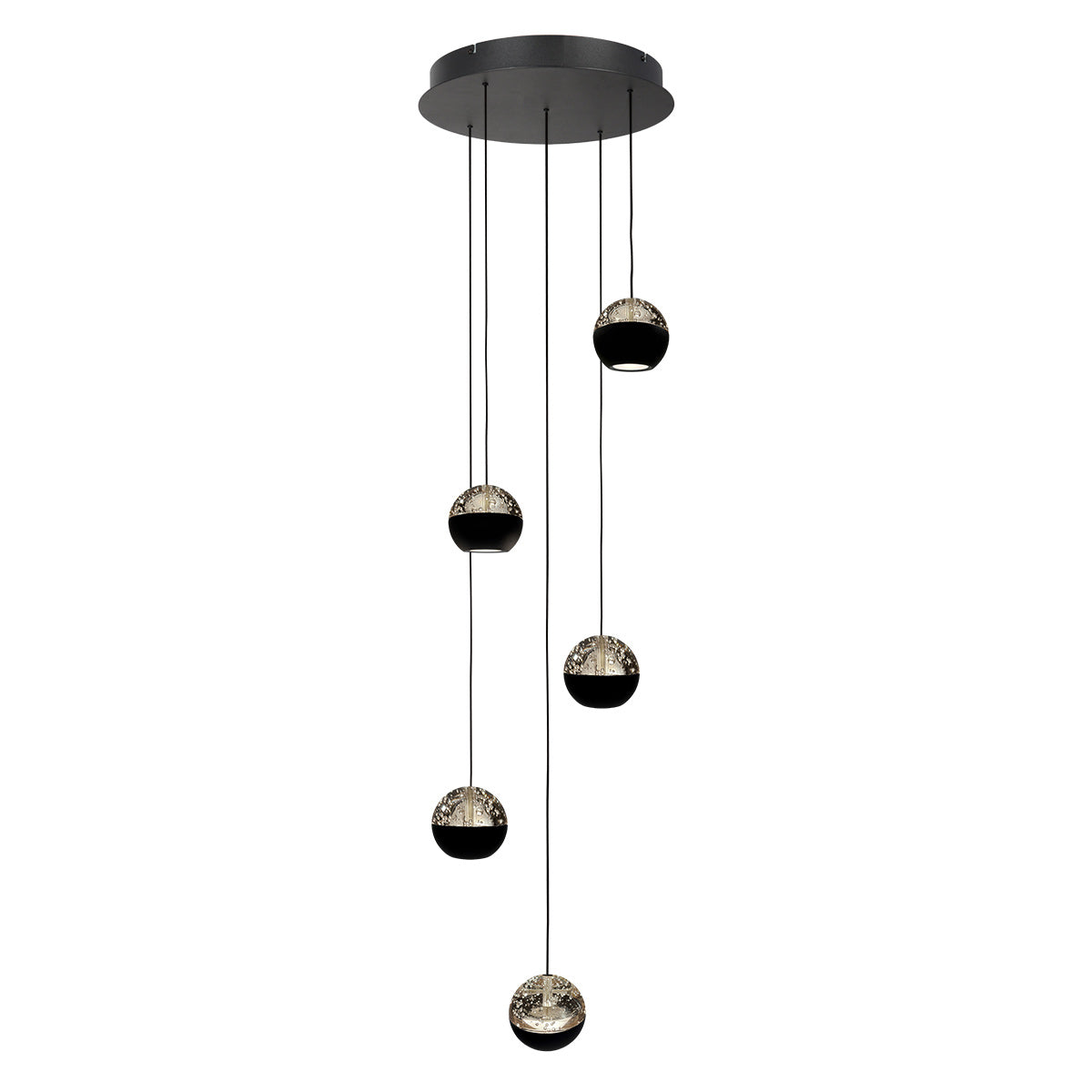 Belluno 4585ZW – 5-lichts ronde hanglamp met kabellift