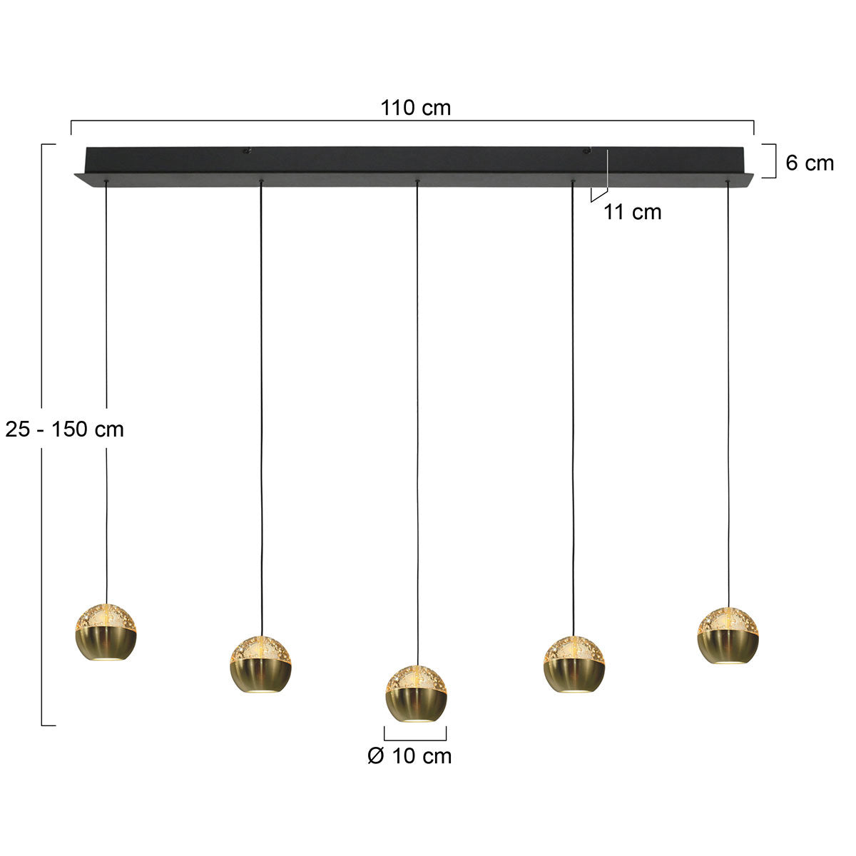 Belluno 4586ME – Luxe messingzwarte hanglamp met liftsysteem