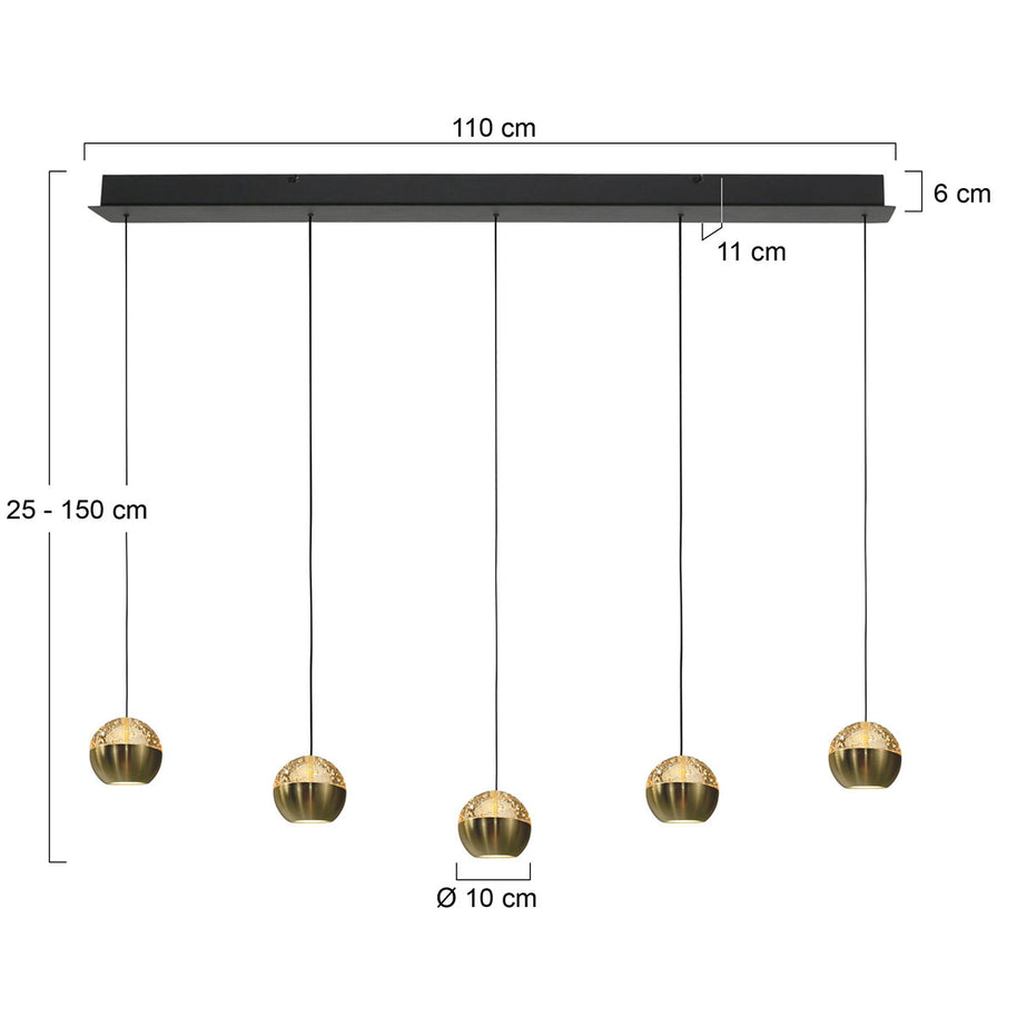 Belluno 4586ME – Luxe messingzwarte hanglamp met liftsysteem