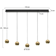 Belluno 4586ME – Luxe messingzwarte hanglamp met liftsysteem