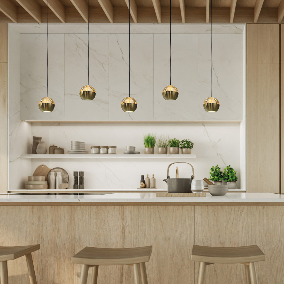 Belluno 4586ME – Luxe messingzwarte hanglamp met liftsysteem