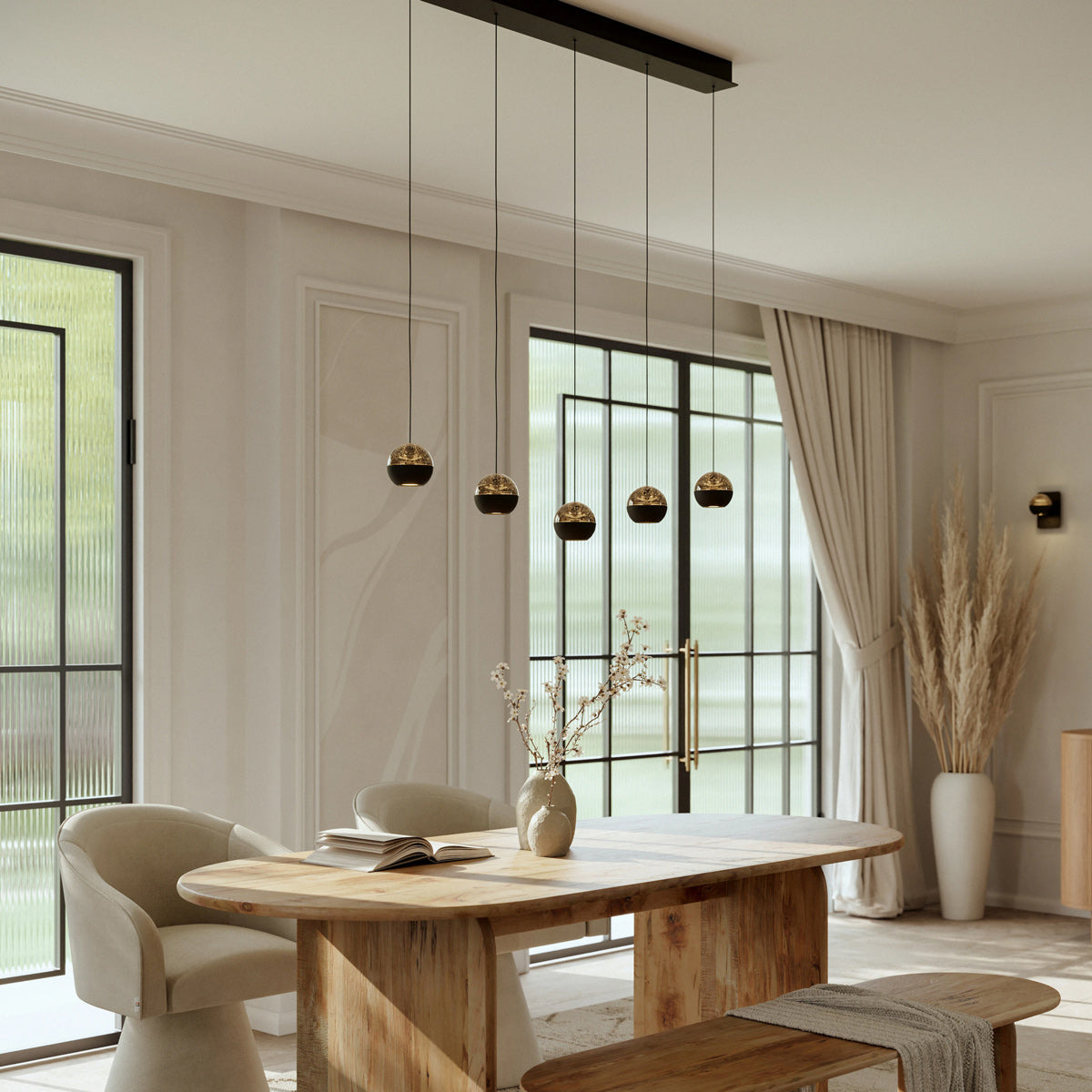 Belluno 4586ZW – 5-lichts hanglamp met kabellift