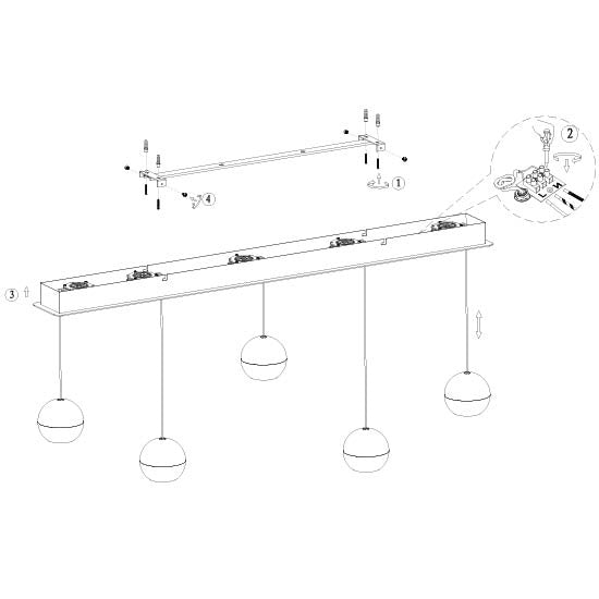 Belluno 4586ZW – 5-lichts hanglamp met kabellift