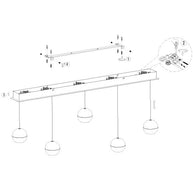 Belluno 4586ZW – 5-lichts hanglamp met kabellift