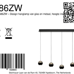Belluno 4586ZW – 5-lichts hanglamp met kabellift