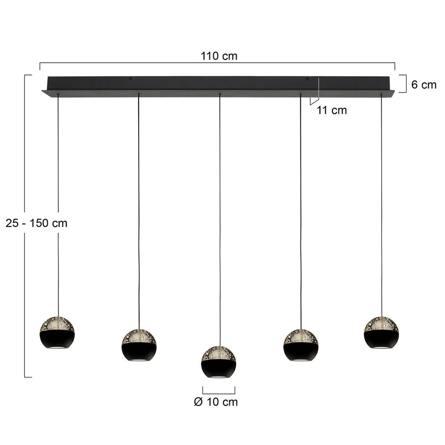 Belluno 4586ZW – 5-lichts hanglamp met kabellift