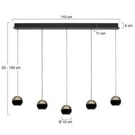 Belluno 4586ZW – 5-lichts hanglamp met kabellift