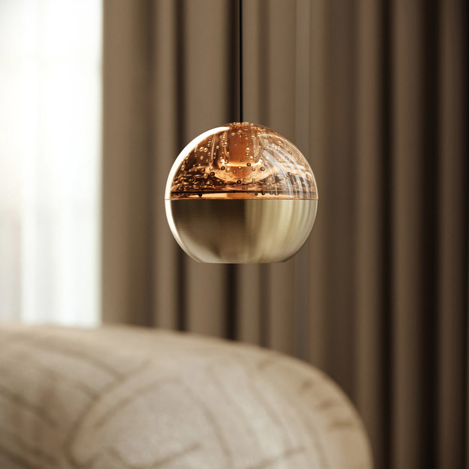 Belluno 4587ME – Messing hanglamp met amber glas