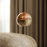 Belluno 4587ME – Messing hanglamp met amber glas