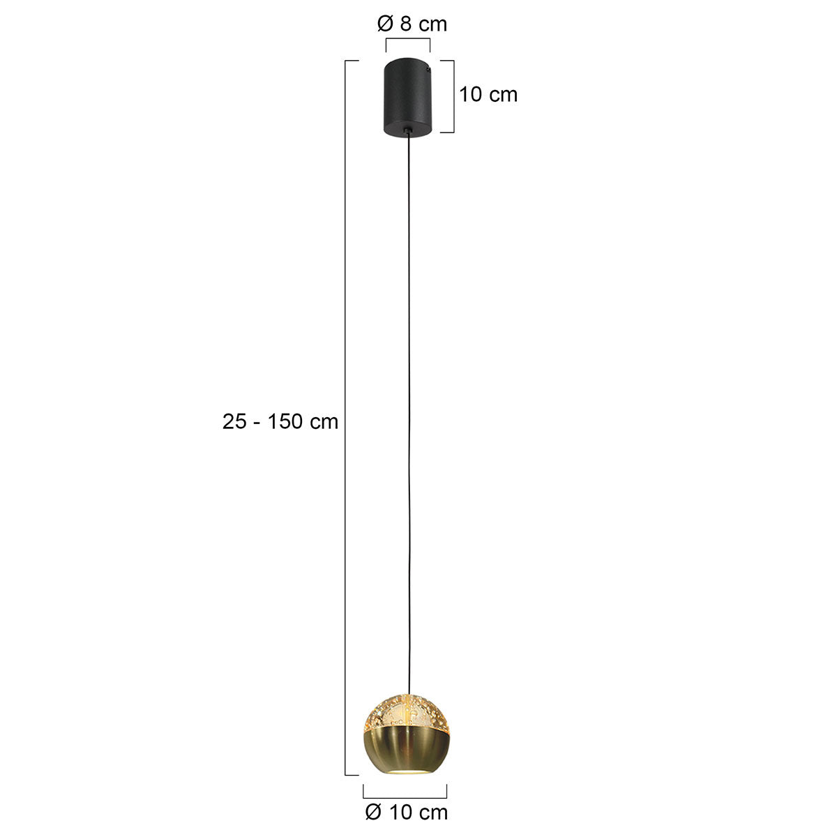 Belluno 4587ME – Messing hanglamp met amber glas