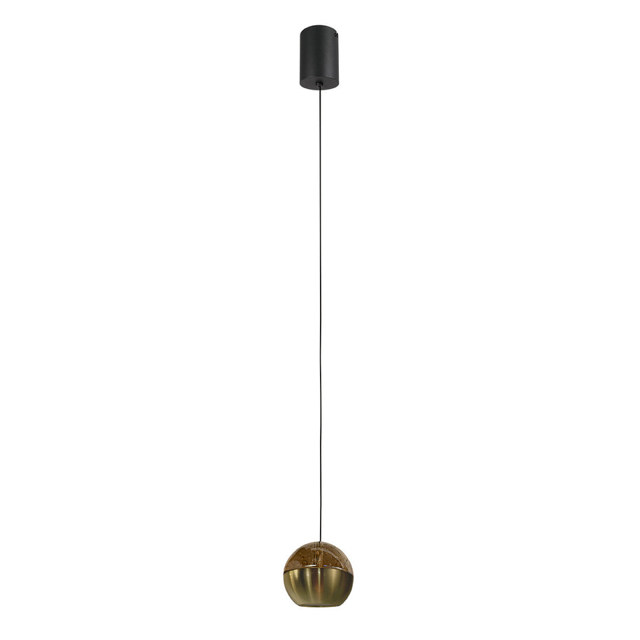Belluno 4587ME – Messing hanglamp met amber glas