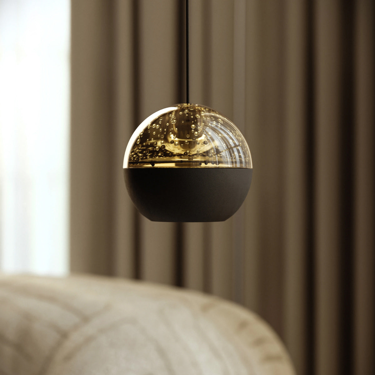 Belluno 4587ZW – 1-lichts hanglamp zwart met kabellift