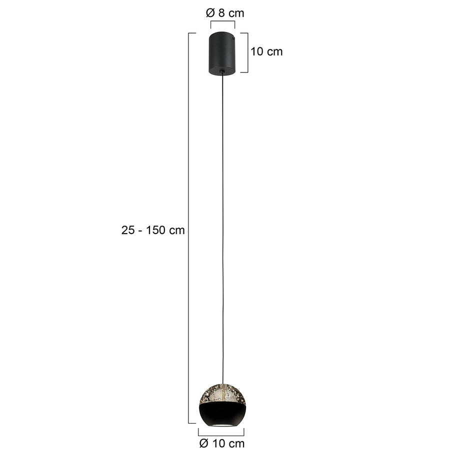 Belluno 4587ZW – 1-lichts hanglamp zwart met kabellift