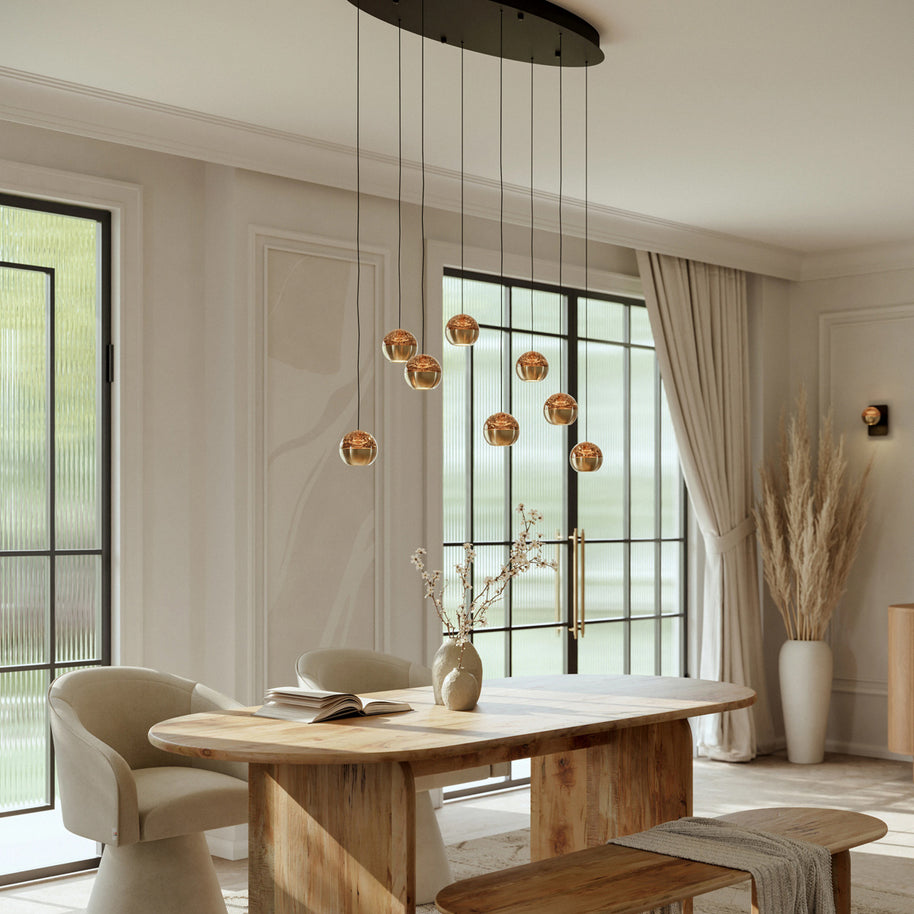 Belluno 4591ME – 8-lichts ovale hanglamp met kabellift