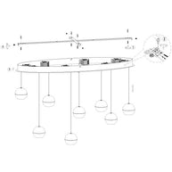 Belluno 4591ME – 8-lichts ovale hanglamp met kabellift