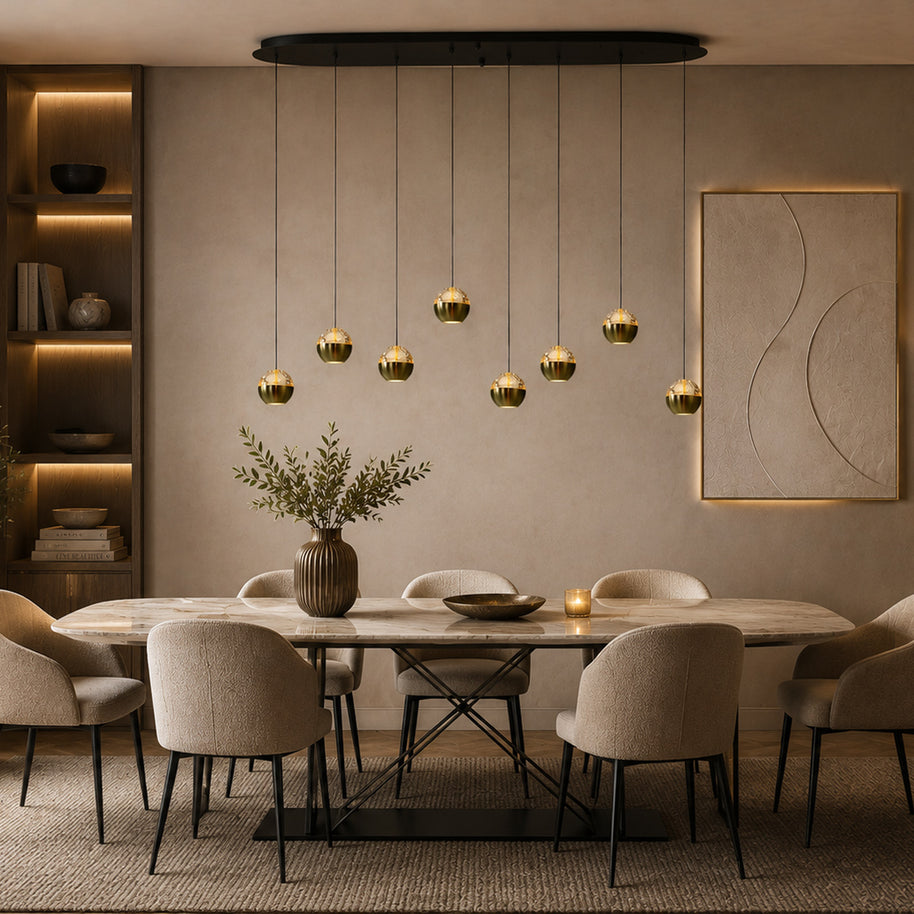 Belluno 4591ME – 8-lichts ovale hanglamp met kabellift