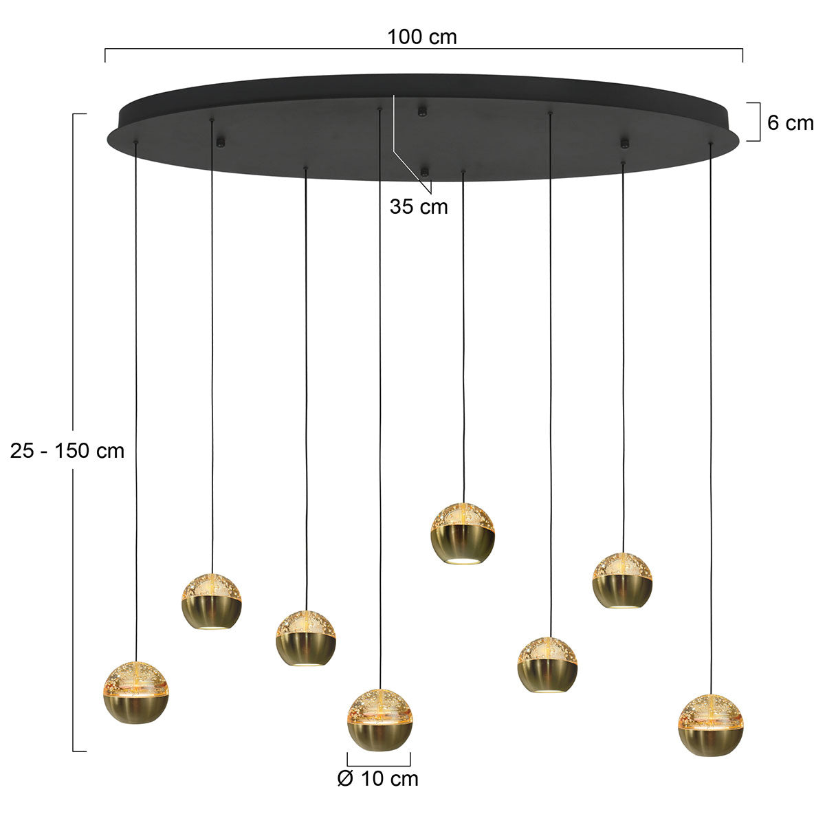 Belluno 4591ME – 8-lichts ovale hanglamp met kabellift