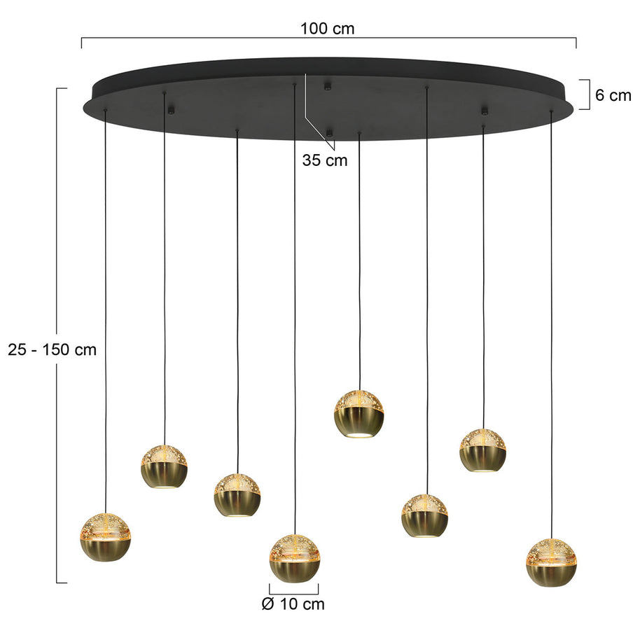 Belluno 4591ME – 8-lichts ovale hanglamp met kabellift